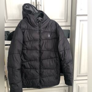 Black Spyder Hooded Puffer Jacket Sz Med